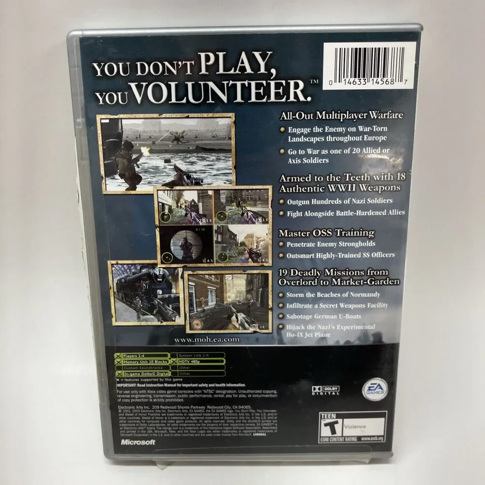 Medal of Honor: Frontline (Microsoft Xbox, 2002) Platinum Hits - Tested